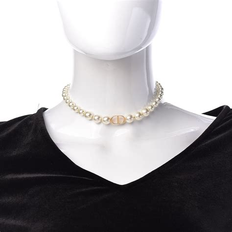 dior necklace gold with pearl|christian Dior choker necklaces.